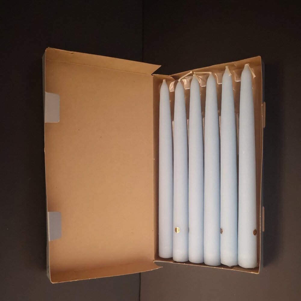 NIB PartyLite Set of 6 Unscented Light Blue 10" Taper Candles #P0765 Round